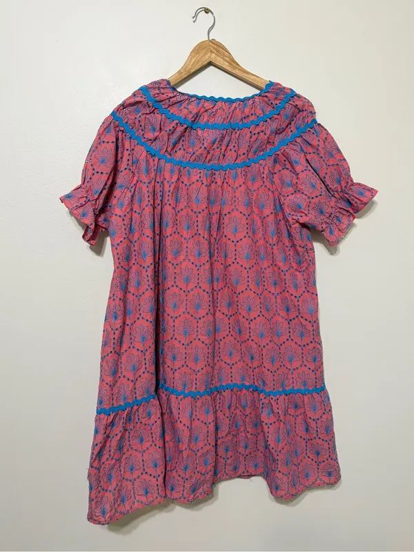 NWT Umgee Floral Embroidered Puff Sleeve Eyelet Dress Size XL NEW - Image 5