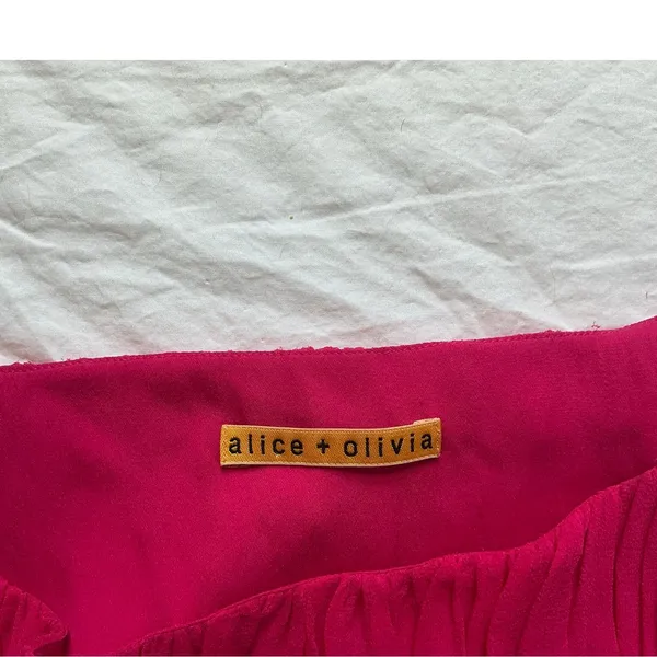 Alice + Olivia Chiffon Silk Mini Dress Small/Medium Hot Pink - Image 8