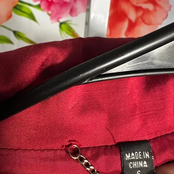 B74. Bebe - Red blazer with silver chain detail - Image 3