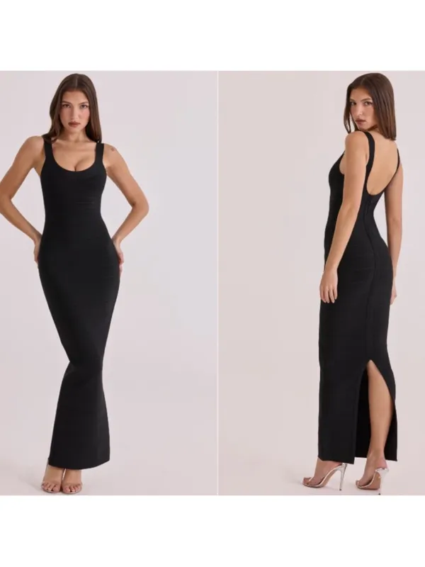 House of CB Black THE OG Black Bandage Maxi Dress size Large - Image 11