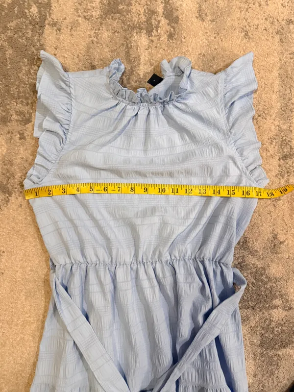 SHEIN Light Blue Ruffled Dress with Waist Tie - Image 5