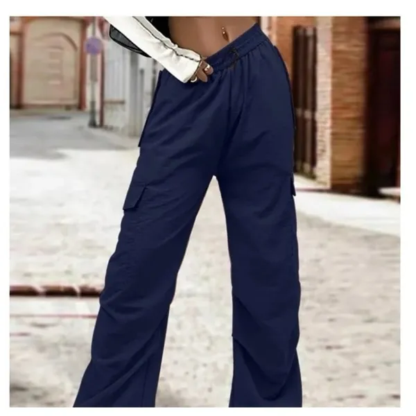 Abercrombie & Fitch Navy Nylon Cargo Pants Size XXS Wide Leg Pullon - Image 13