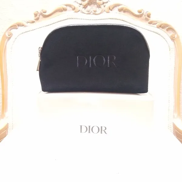 Dior Black Velvet Silver Zipper Trousse Pouch Clutch Bag - Image 2