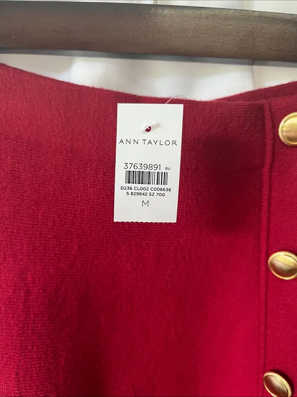Ann Taylor Red A-Line Skirt with Gold Buttons - Image 2