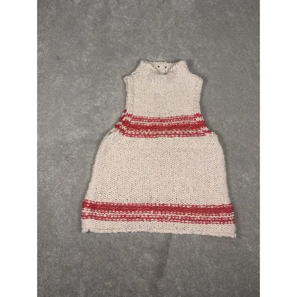 Anthropologie Pilcro mock-neck keyhole sweater tank off-white red striped Small‎ - Image 3