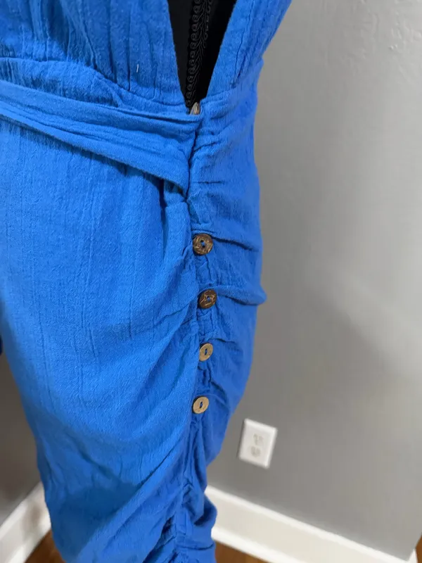 Free People One Strap Blue Mini Dress Tie Waist size Small. - Image 4