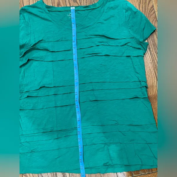 LOFT Women's Turquoise Ruffle Tee - Image 4