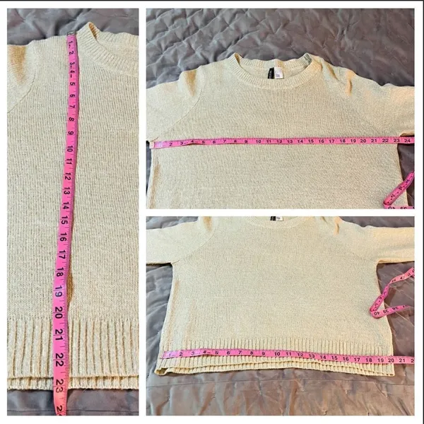H&M Divided Long Sleeve Casual Knit Slouchy Sweater Oatmeal Cream L - Image 6