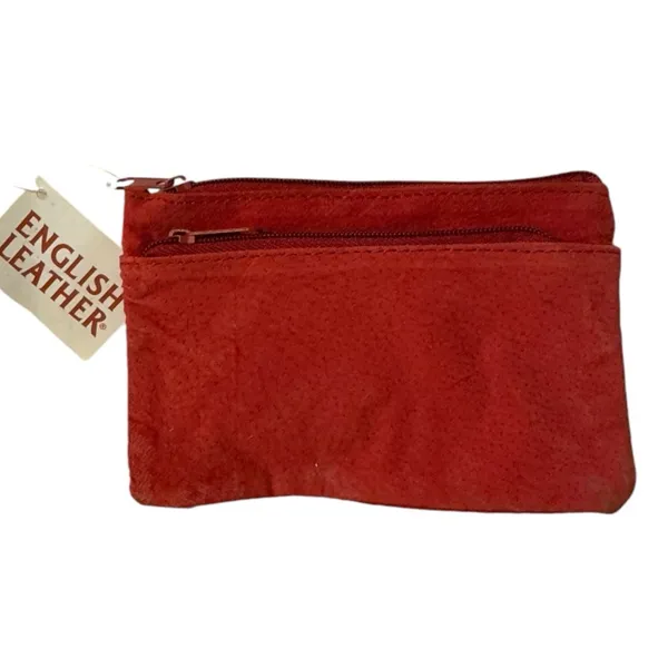 Vintage Red English‎ Suede Leather Change Purse nwt - Image 2