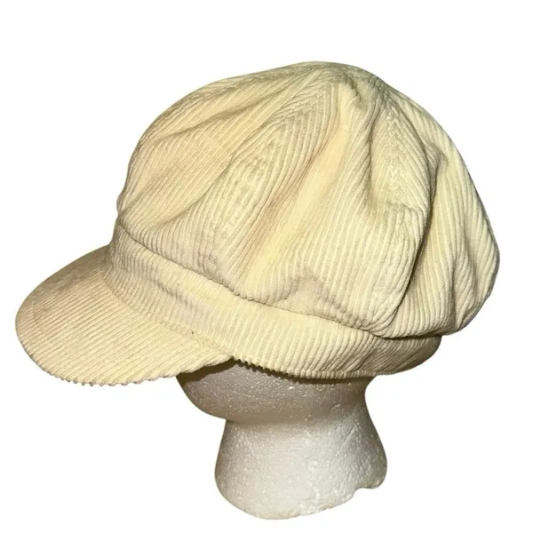 Vintage Gap Cream Corduroy Newsboy‎ Hat Bakerboy Cap Y2K - Image 2