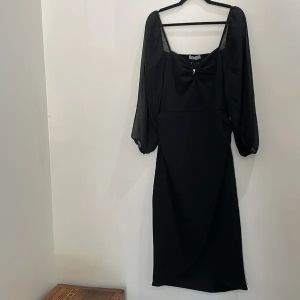 QUIZ Women's Chiffon Sleeve Scuba Crepe Midi Dress Size 8 US NWT - Image 6