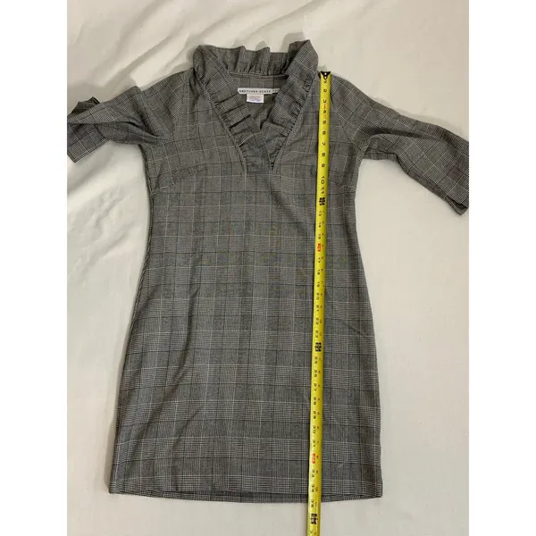 Gretchen Scott Ruff Neck Wall Street plaid‎ dress size small - Image 7