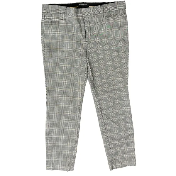 Banana Republic Sloan Plaid Black Tan Slim Leg Trousers Pants size 12 Pockets - Image 2