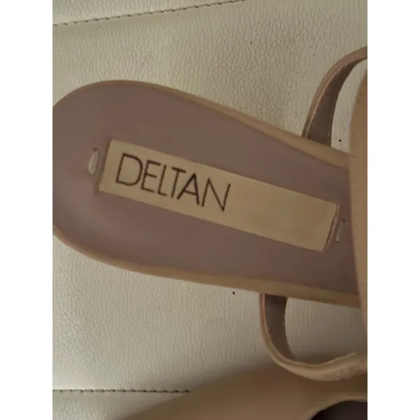 Deltan Tan Nude Pointed‎ Toe Multi Strap Block Heel Pumps Womens - Image 6