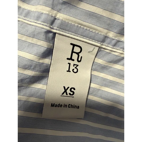 R13 Striped Button Up Shirt Blue White Dolman Oversized Boxy Top City Boy Preppy - Image 4