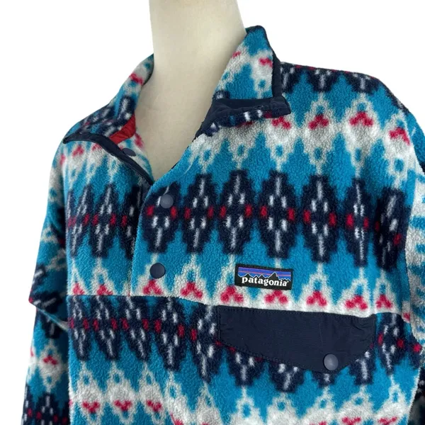 Patagonia Synchilla Fleece Snap-T Pullover Forest Carpet Deep Sea Blue Small - Image 6