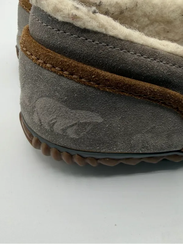 Sorel Tremblant Moc Slippers Womens 10 Gray Suede Fleece Lined Moccasins - Image 7