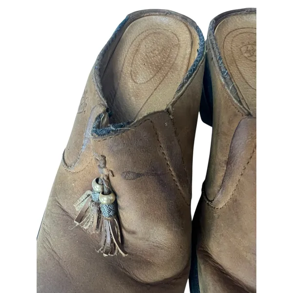 Ariat Mendocino Tassel Dark Aged Shoes Clogs Women's 8B Leather Slip-on - Image 4
