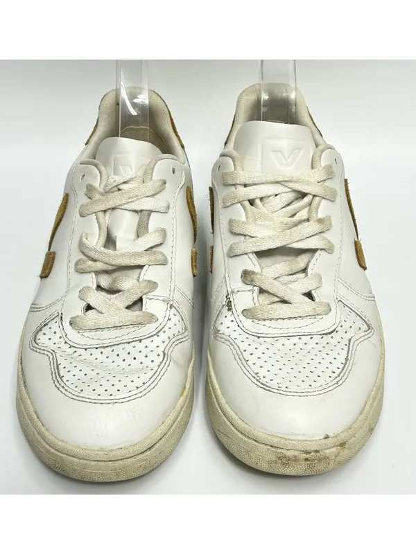 VEJA V-10 Women's Sneakers 8 Low Top Lace-Up White Brown Logo Activewear - Image 3