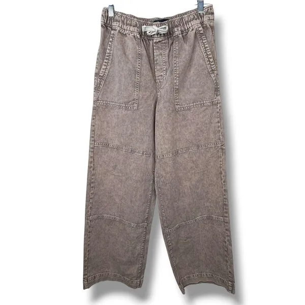 GAP Denim NWOT Mushroom Brown High Rise Pull-On Wide-Leg Utility Jeans Small - Image 5