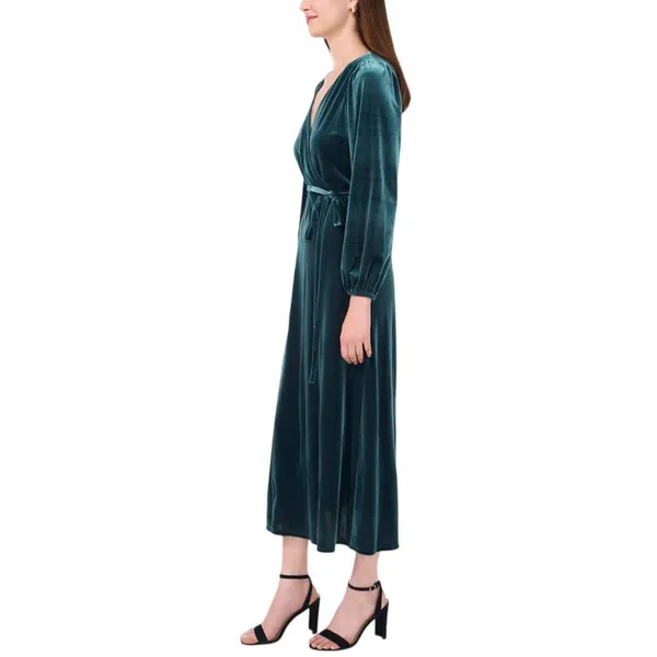 NWT Msk Womens Long-Sleeve Stretch Velvet Dress 93017220X Emerald Green XL - Image 4