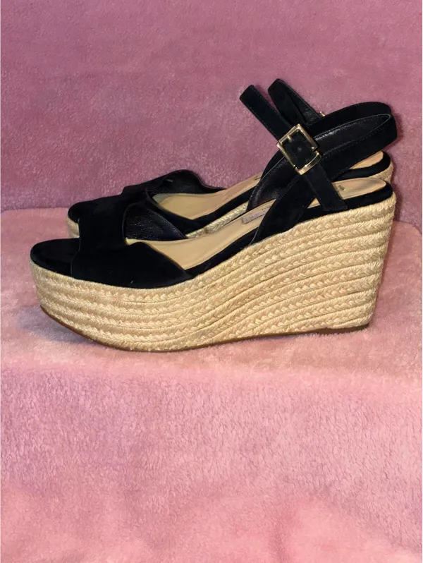 Kristin Cavallari x Chinese Laundry Black Suede Brandie Espadrille Wedge Sandals - Image 3