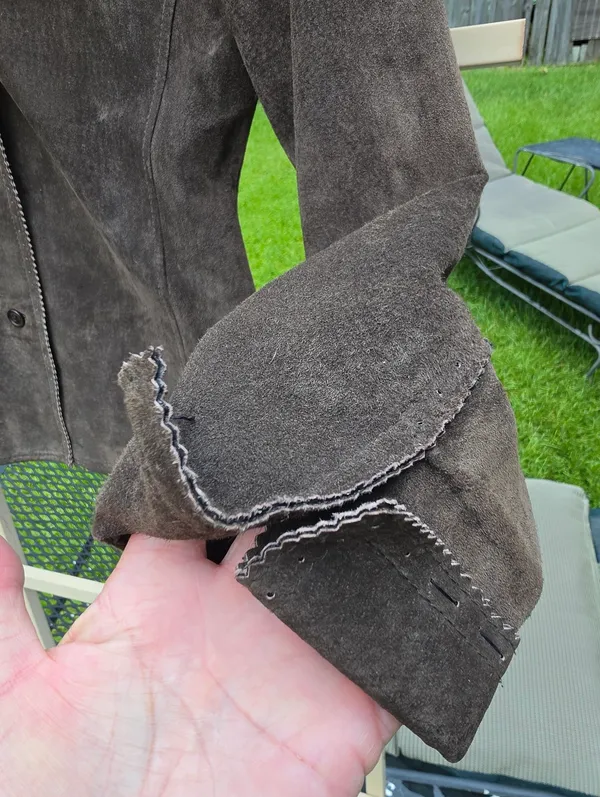 Vintage Margaret Godfrey Leather Suede Jacket Brown 10 - Image 3