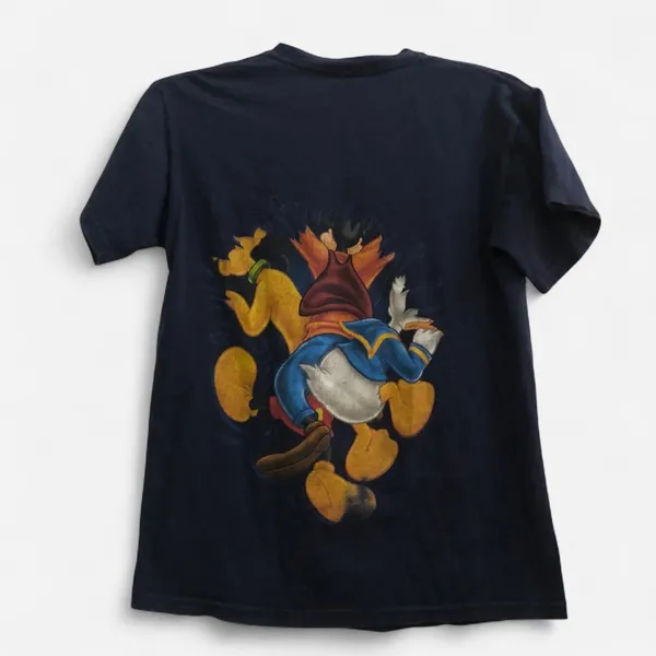 Vintage Disney World Mickey Mouse Goofy Donald Duck Pluto Navy Blue Graphic tee Tshirt Top Blouse Short Sleeve 100% Cotton Crew neck - Image 2