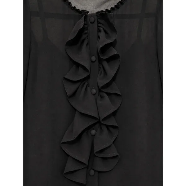 Zara Black Ruffle Button Front Sheer Mini Dress Medium with Camisole Slip - Image 3