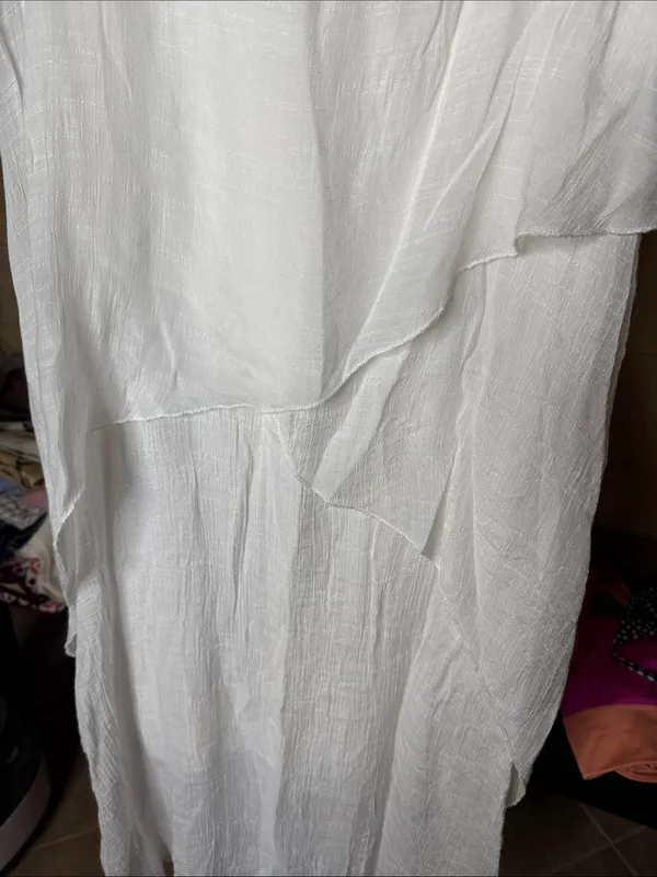 Exist White Layered Gauze Handkerchief High Low Midi Dress Size Large - Image 5