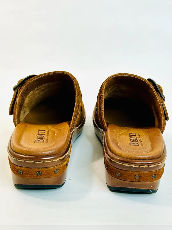 Born Women's Banyan Slip On Leather Clogs size 6 Brown Distressed Suede Leather - Image 7