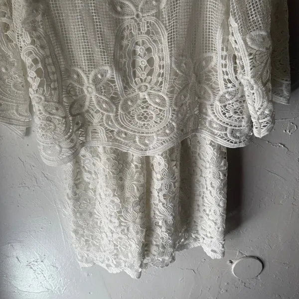 Muse‎ White Lace Overlay Romper Size 2 Kentucky Derby Boho Cottagecore - Image 4