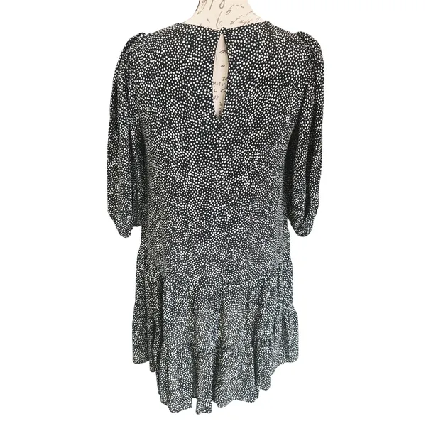Zara Black White‎ Polka Dot Tiered Ruffle Mini Dress Puff Sleeve Size S - Image 3