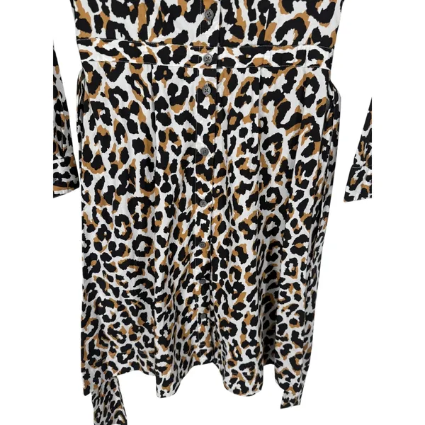 NWT J.Crew Womens Leopard Print Tie Waist‎ Cotton Shirt Dress Long Sleeve Size 0 - Image 11
