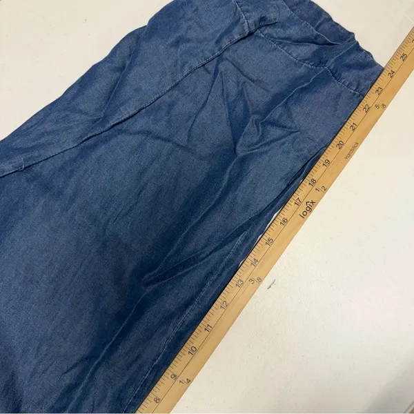 JUST Female Size S Lewis Jumpsuit Wide Leg Chambray Blue Denim Light Tencel - Image 15