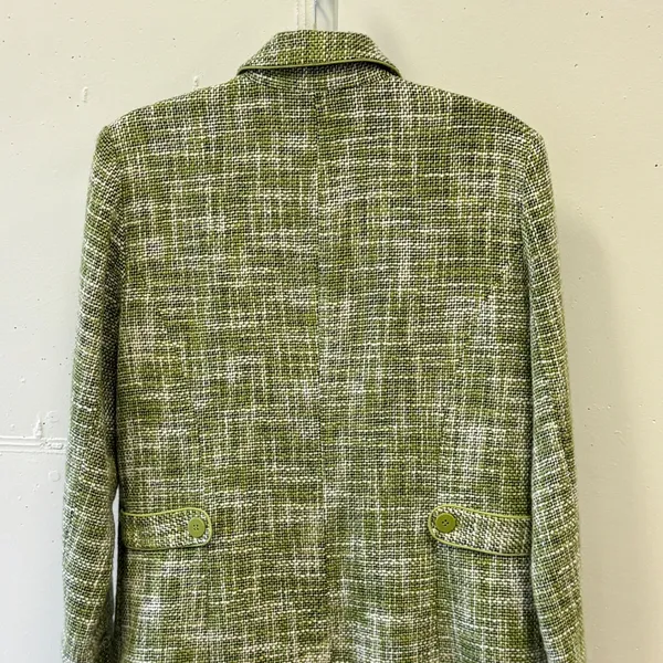 Dialogue Linen Blend Tweed Button Front Coat Spring Jacket Women's Size 10 Green - Image 6