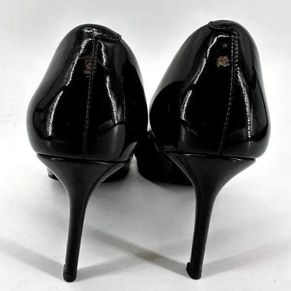 Jeffrey Campbell Pump Heels Stiletto Gold Chain Pointed Patent Leather Black 7.5 - Image 4