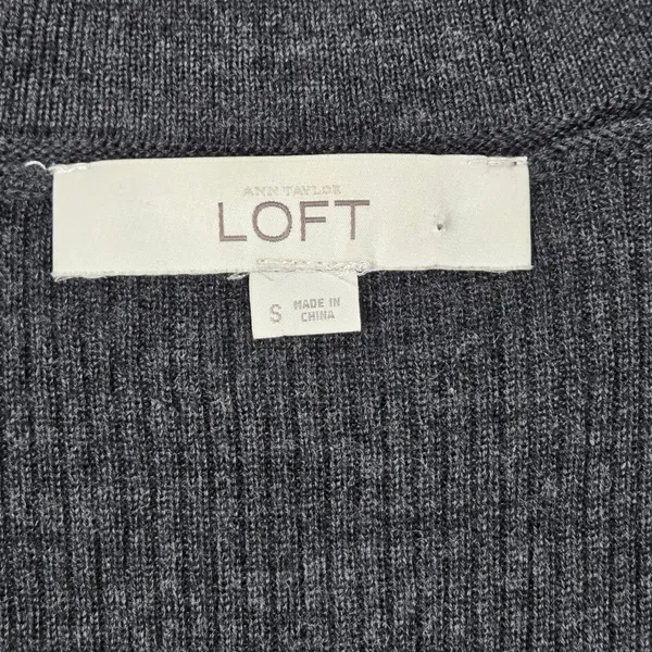 Ann Taylor LOFT Womens Small Gray V-Neck Button Front Wool Blend Cardigan 306176 - Image 3