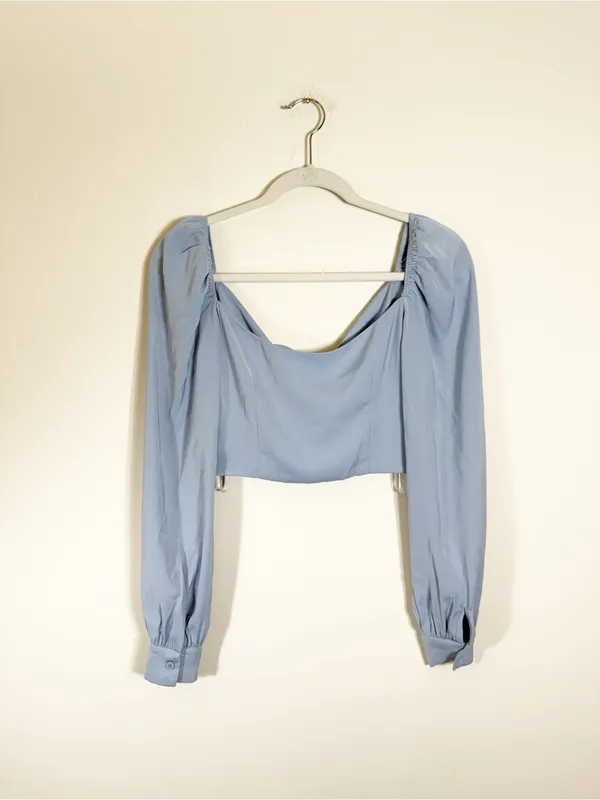 Superdown Twist Front Long Sleeve Light Blue Top XS - Image 3