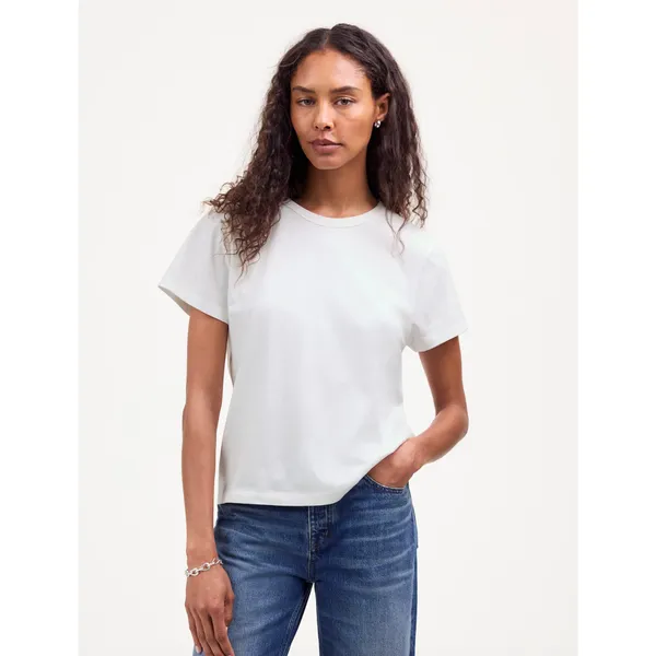 Madewell Cotton Perfect Crewneck Tee Eyelet White Basics Womens Small NWT - Image 5