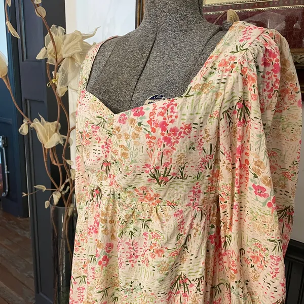 Meet Me In Santorini Floral Puff Sleeve Babydoll Cottagecore Mini Dress - XS 💚🎀 - Image 5