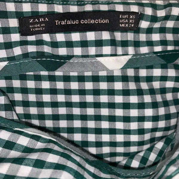 Zara green/white gingham Asymmetric ruffle Midi Skirt size XS - Image 7