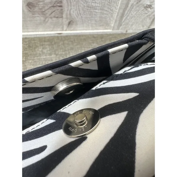 Small Black Handbag Crossbody With Zebra Stripe Interior & Removable Strap - Image 10