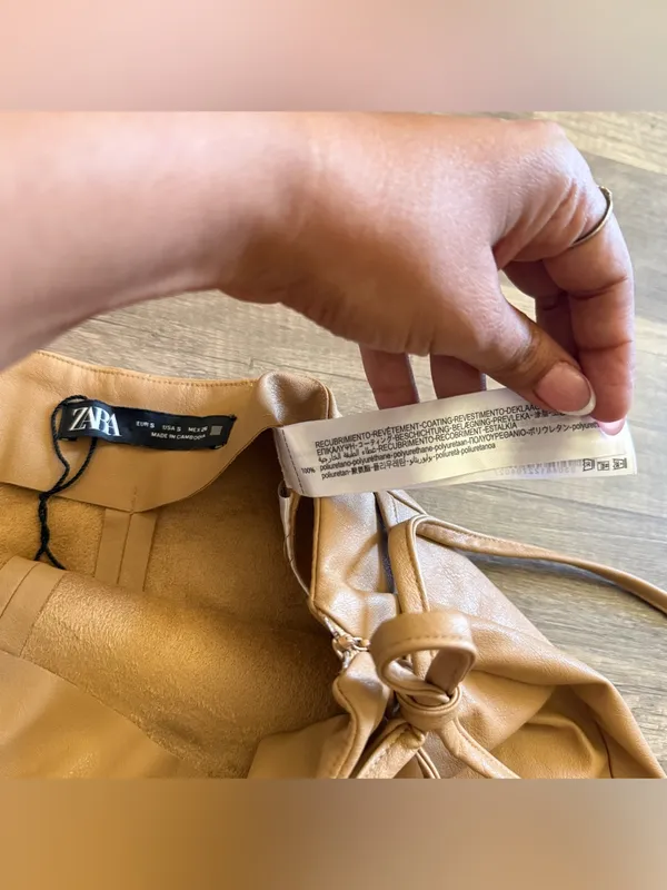 Zara camel faux leather skort - Image 3