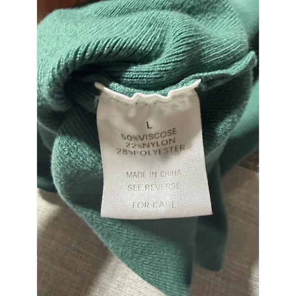 Wishlst Women Green Knit Cutout Short Sleeve T‎ Shirt Top Size L - Image 6