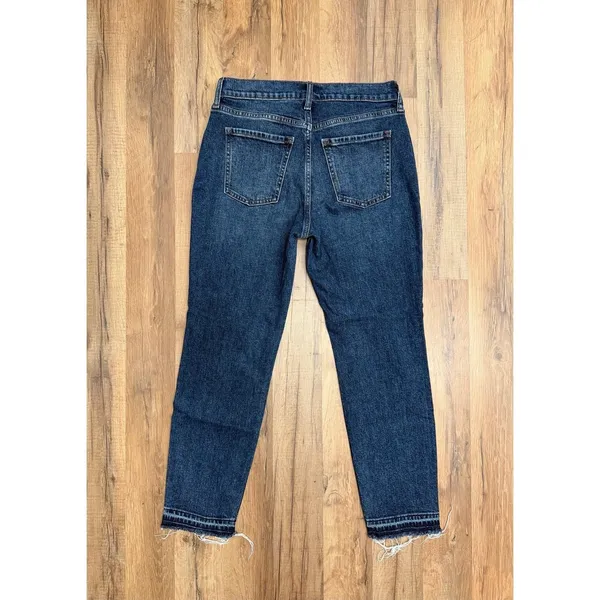 Old Navy‎ Mid Rise Boyfriend Jeans Women's Size 0 Blue Raw Hem Denim Pants - Image 4