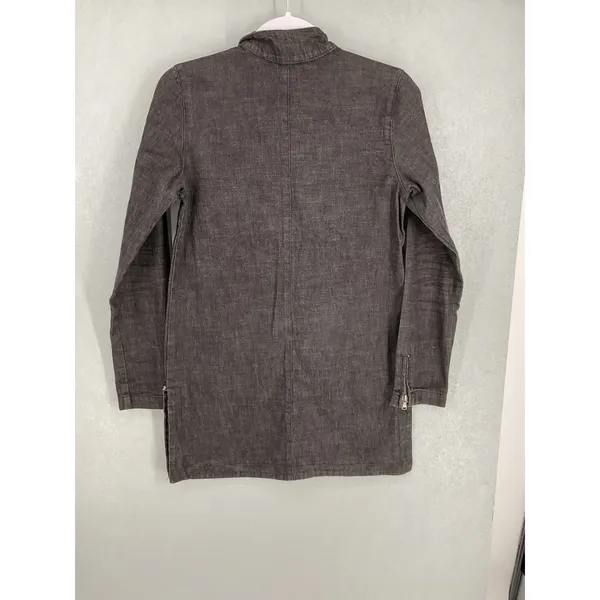 Ladysoul Womens Tunic Top Black Denim Quarter Zip Side Zips Small - Image 3