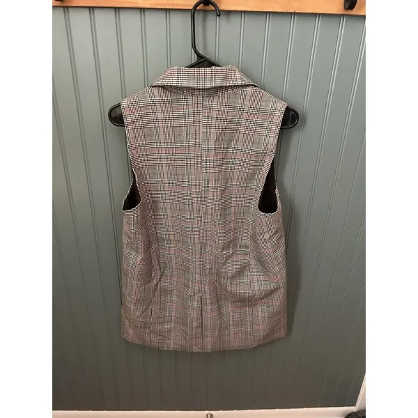 NWT Rachel Zoe Vest Size Small White Black Red Houndstooth S‎ - Image 3