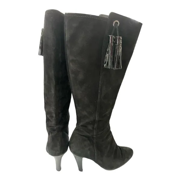 Cole Haan Nancy Nike Air Tall Black Suede Riding Boots with Tassel, size 8.5 - Image 3