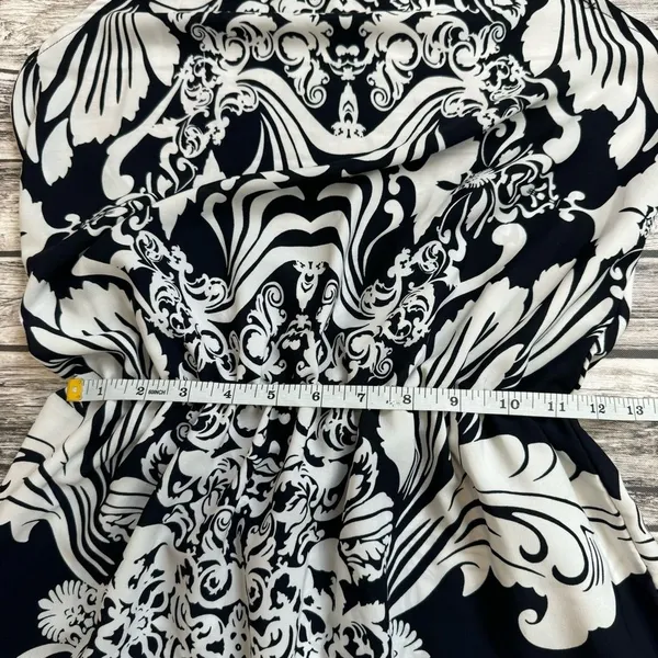 Million Bullpup Paisley Maxi Dress Halter Drop Waist Boho White Navy Small - Image 10